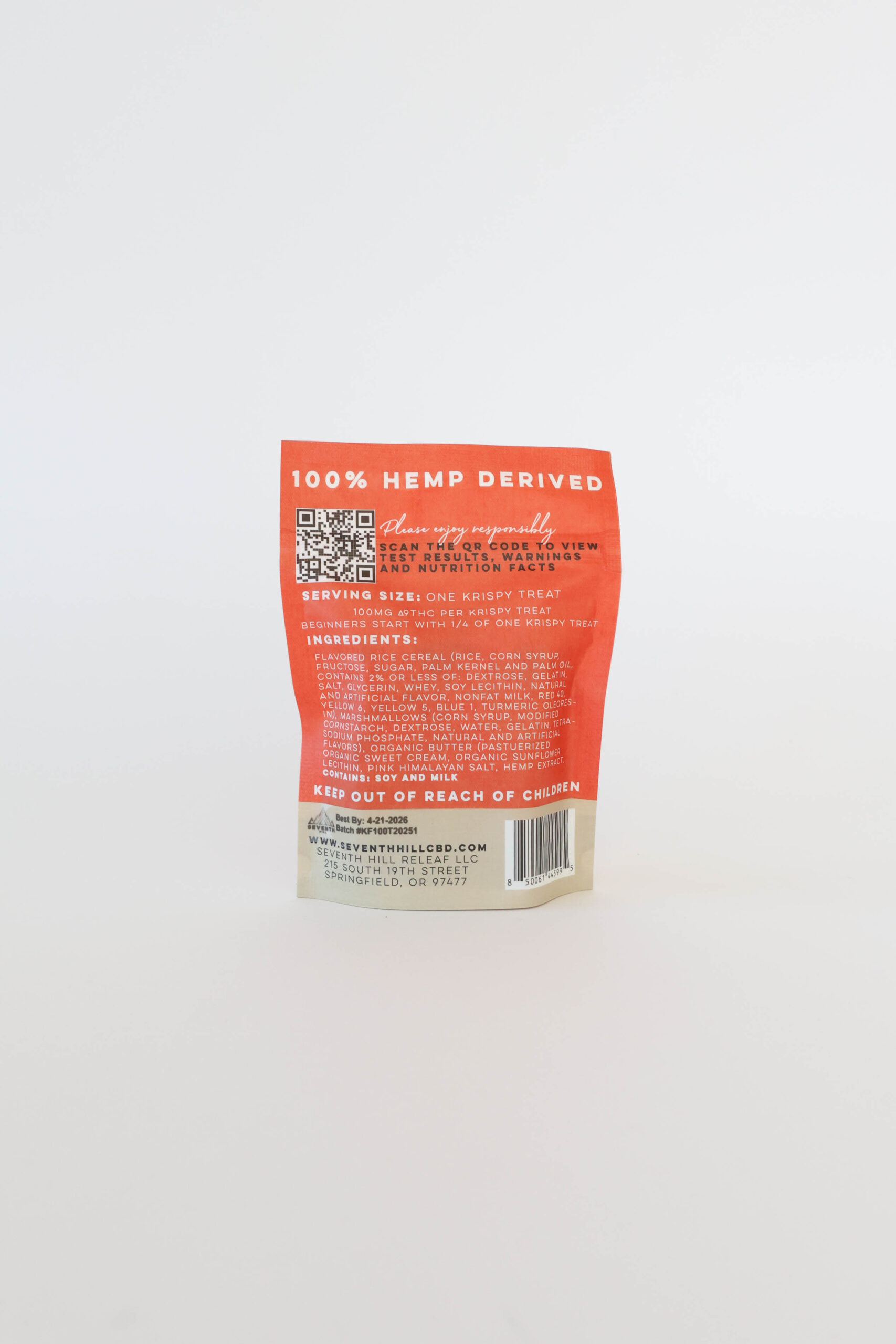 A fruity pebble krispy treat with 100mg ∆9THC.
