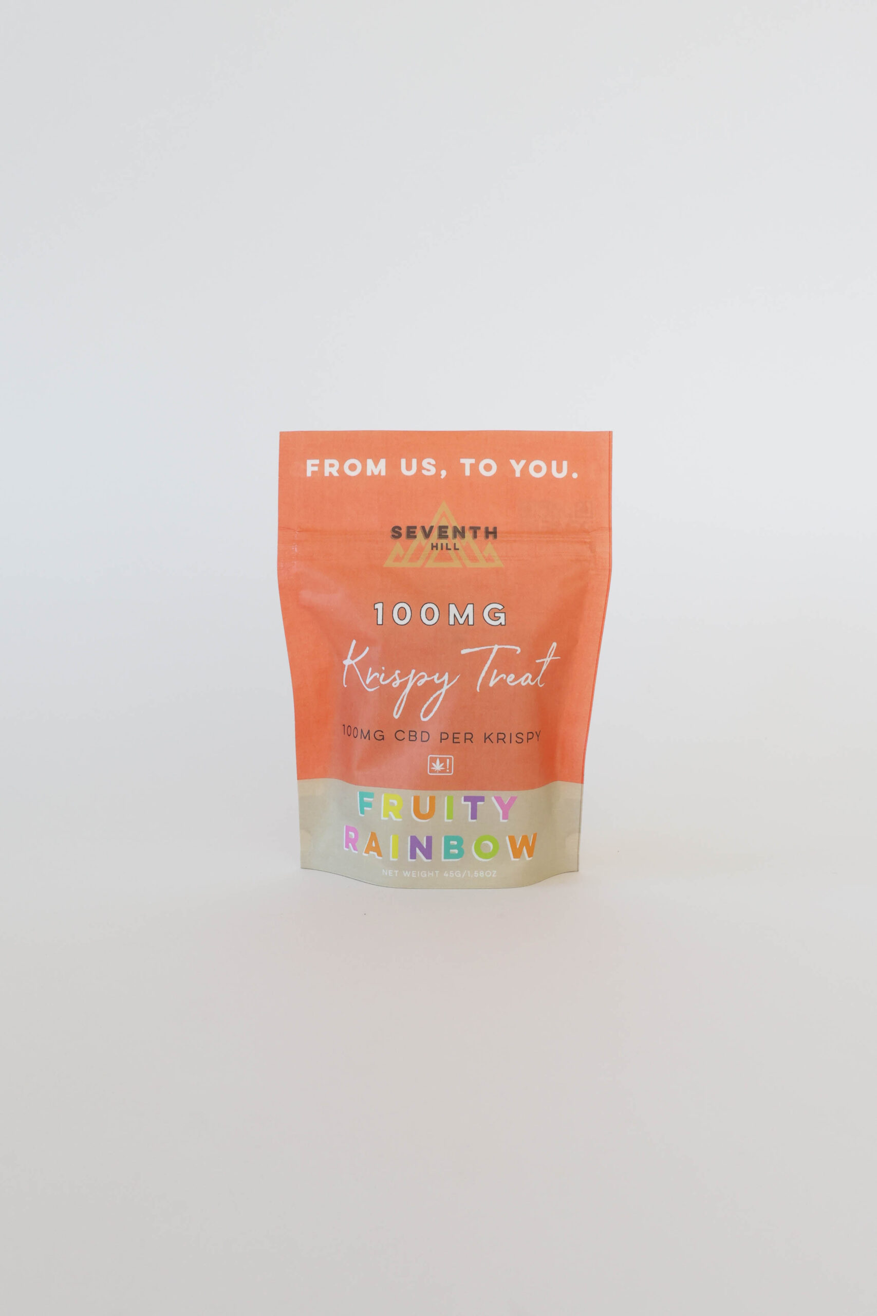A fruity pebble krispy treat with 100mg CBD