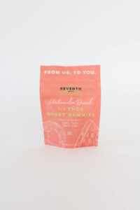 A bag of watermelon flavored gummies with 15mg THCv and 15mg CBG per piece plus a sativa terpene profile. This bag comes with 10 pieces.