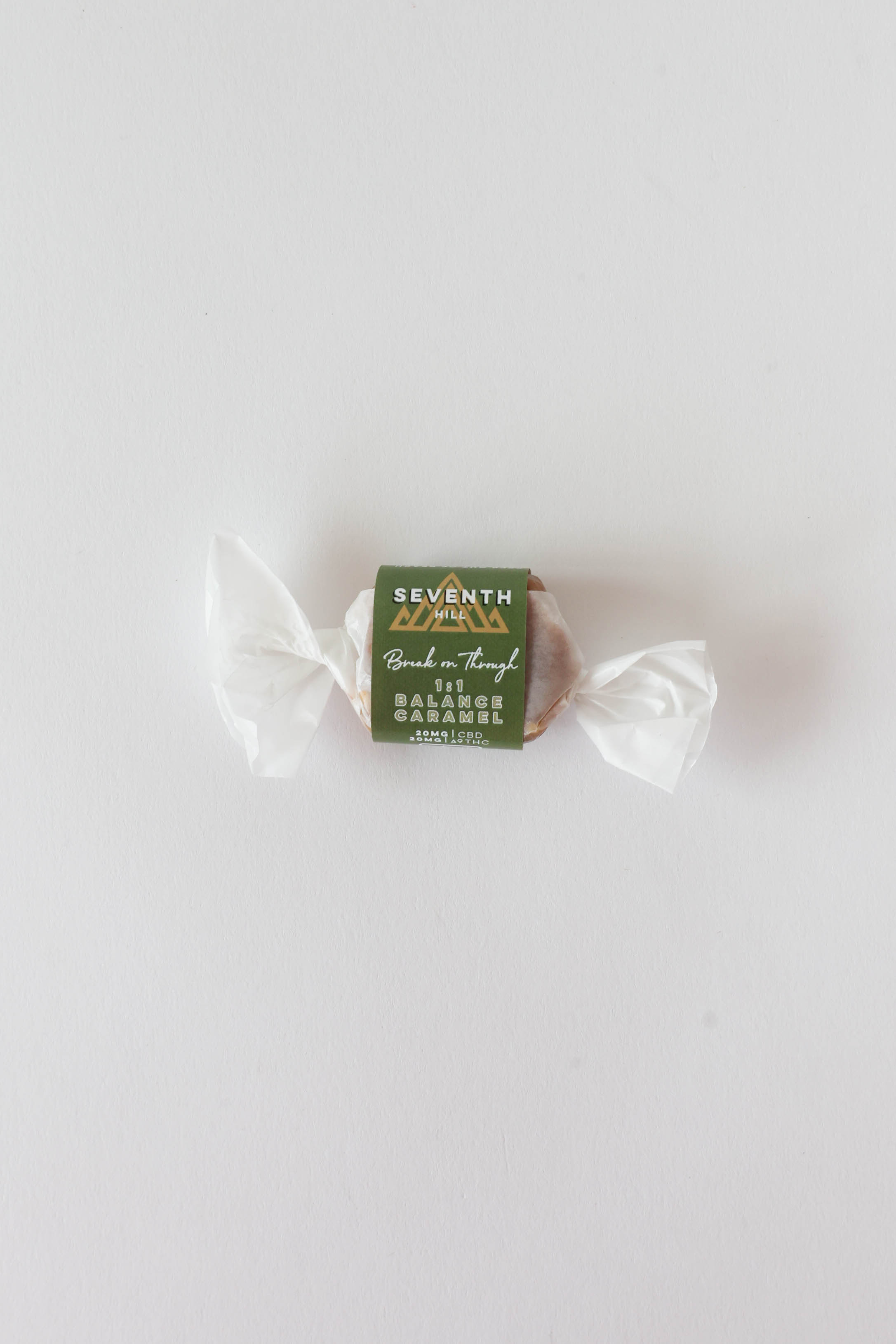 A hybrid caramel with 20mg ∆9THC and 20mg CBD per piece.