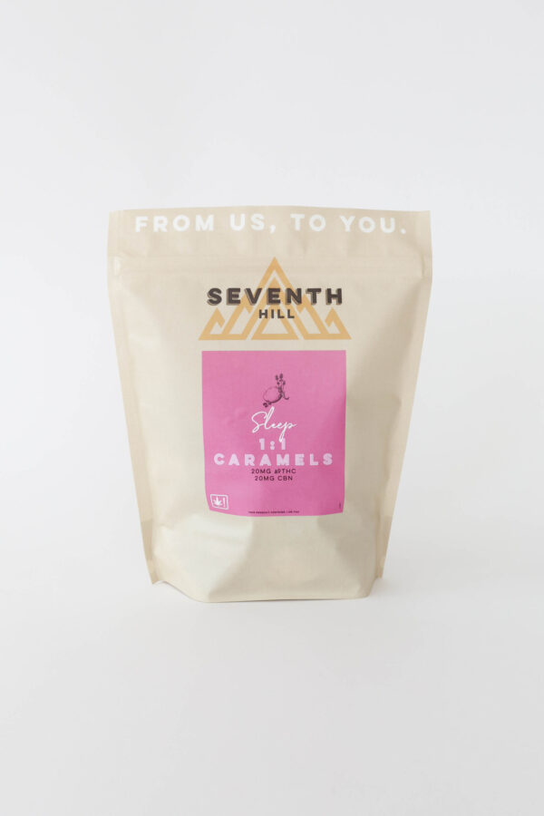 A bag of caramels with 20mg THC and 20mg CBN plus an indica terpene profile. This bag has twenty or forty pieces.